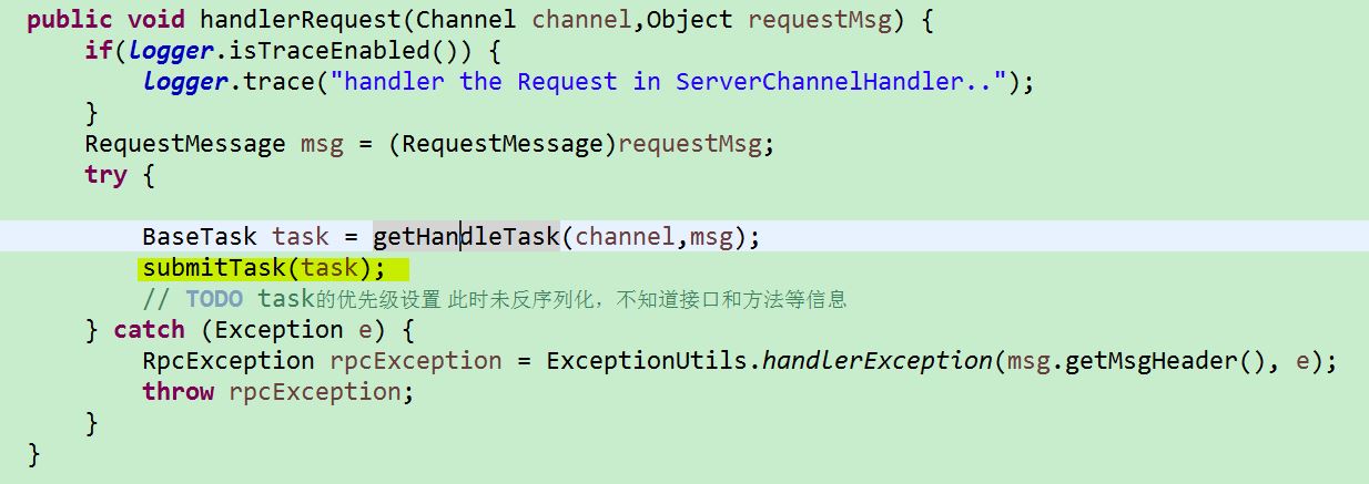 图9 ServerHandler中提交业务任务