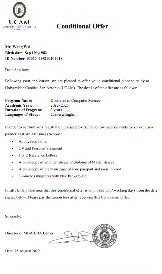 Ph.D. Offer
